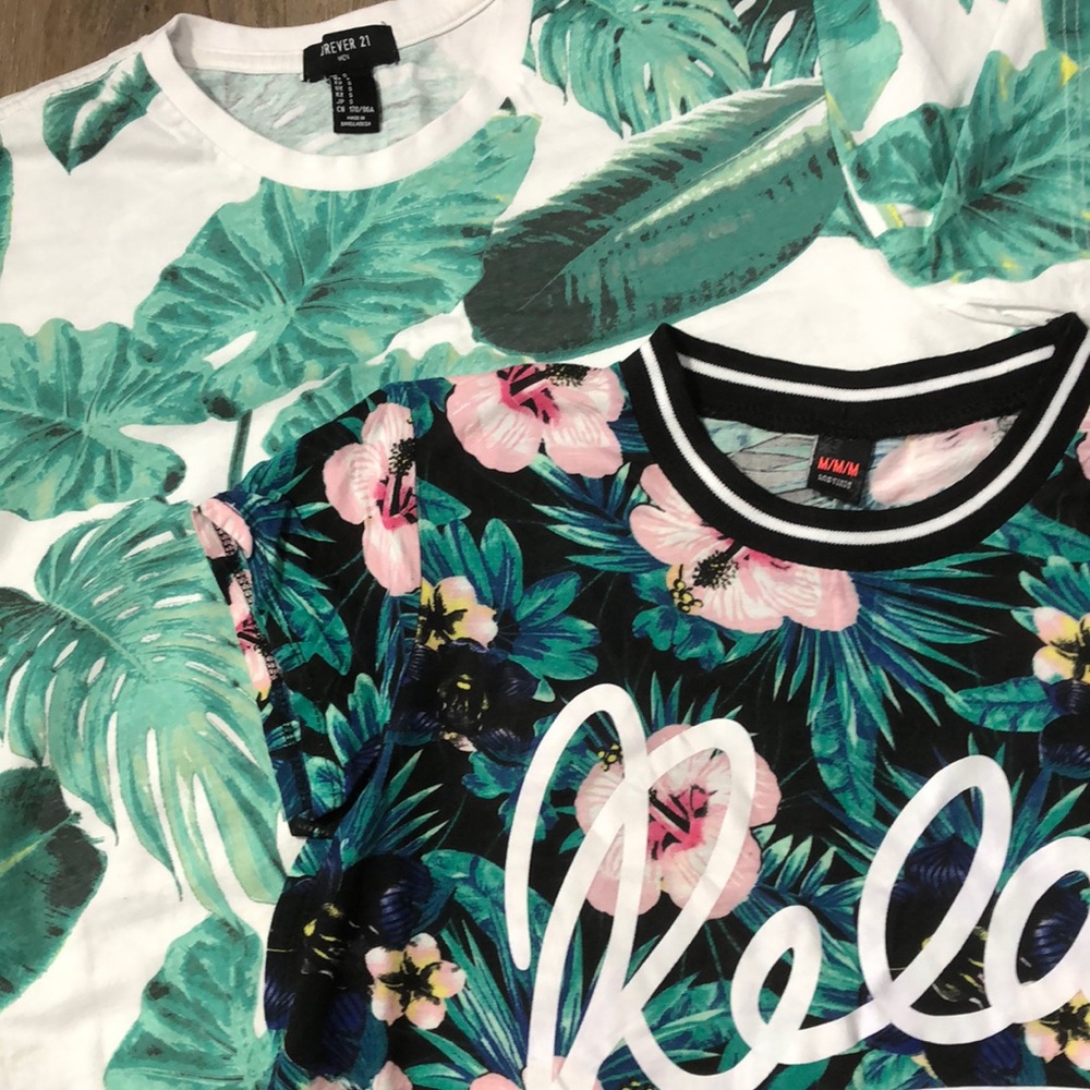 Set Of Two Tropical Floral Tees